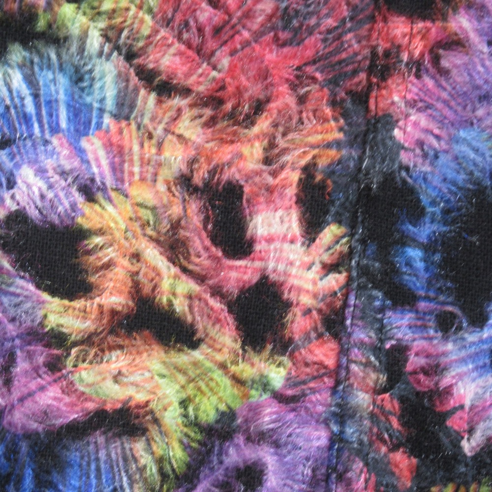 Trimdin Reversible Fuzzy Jacket Med Colorful Abstract Artsy Button Front - Picture 14 of 16